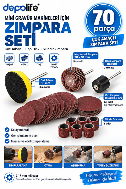Depolife Mini Gravür Makineleri Için Mop Cırt Taban Flap Disk Silindir Zımpar...