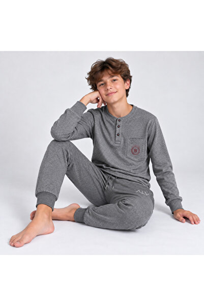 BONBON Young Men's Cotton Collar Buttoned Pocketed Gift Dark Gray Color Botto...