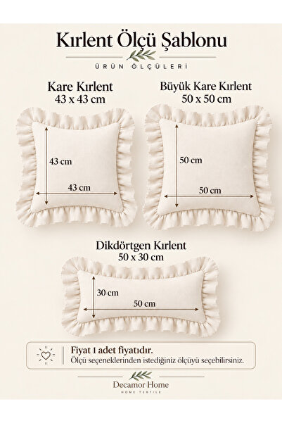 Decamor home İnci Vintage Ruffled Yellow Throw Pillow Cover 1 Piece