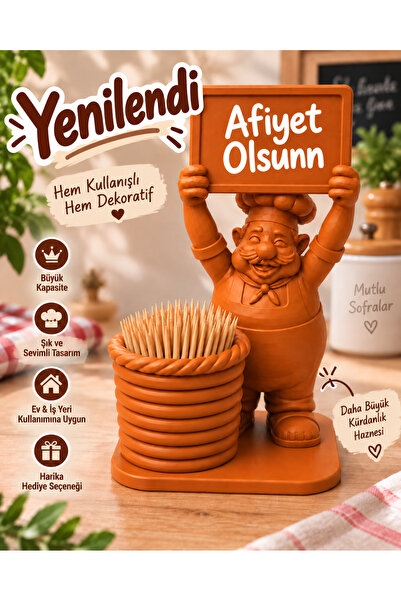 Regislunart Afiyet Olsun Yazılı Plastik 3D Dekoratif kürdanlık masaüstü 10cm ...