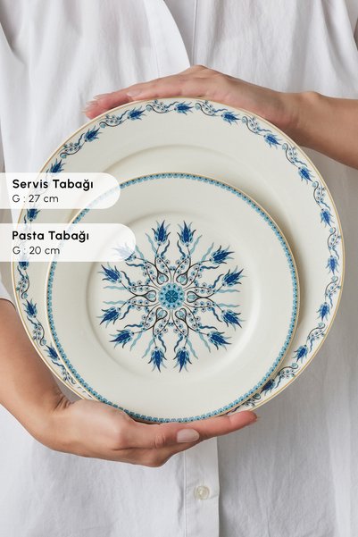 Karaca Forever Bone İznik 24 Parça 6 Kişilik Yemek Takımı