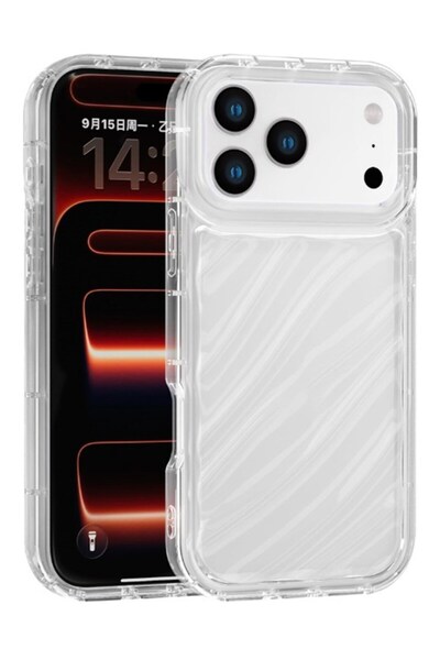 Vissona iPhone 17 Pro Max Kılıf – Kabartmalı Parlak Desenli Darbe Emici Silik...