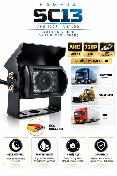 SIEGEN Sentinel Araç Kamera 4 Pin Aviation Soket Kamyon İş Makinası AHD 720p ...