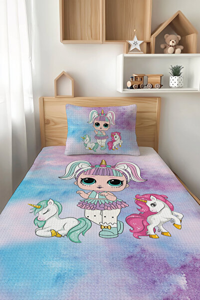 Şen Dekorasyon Lol Bebek ve Unicorn Çocuk Pike Takımı