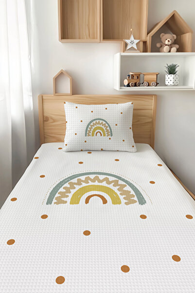 Şen Dekorasyon Polka Dot Rainbow Patterned Children's Pique Set