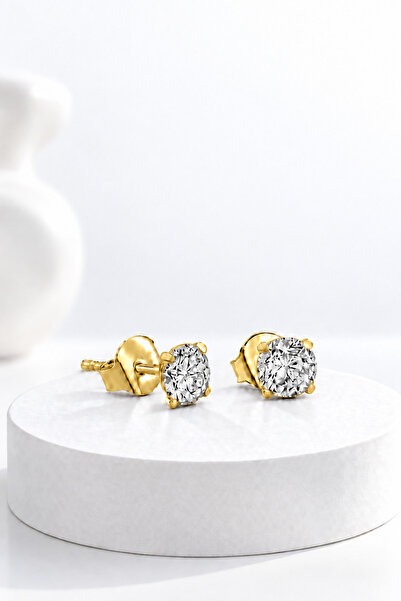 jelux silver Gümüş 925 Ayar 4 mm Premium Star Kesim Zirkon Taşlı Gold Çivili ...