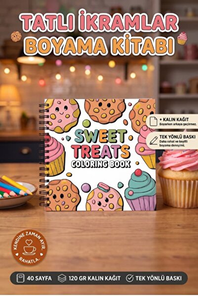Pink Swan Craft كتاب تلوين كبير الحجم مقاس 20 × 20 سم من Sweet Treats Bold An...