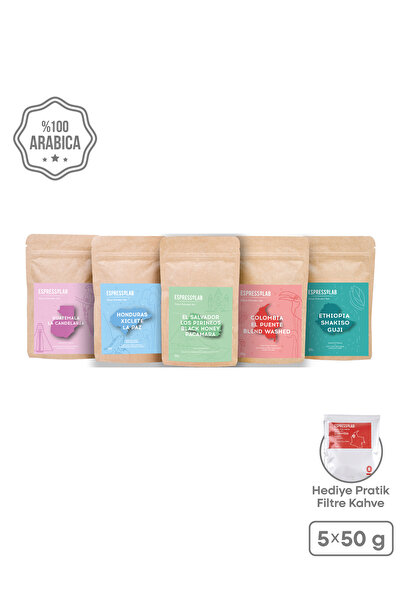 Espressolab Dünya Kahveleri Deneme Seti Çekirdek Kahve – 5 Farklı Tür, 250 gr...