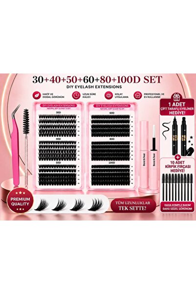 HaLVeY Takma Kirpik 600 Adet Kirpik Seti 30-40-50-60-80-100D Farklı Boylar ( ...