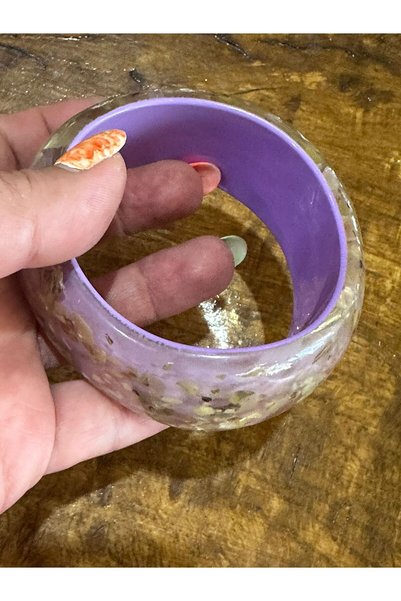 Gönülden Tasarım 7 Cm Mor Desenli Kemik Bilezik