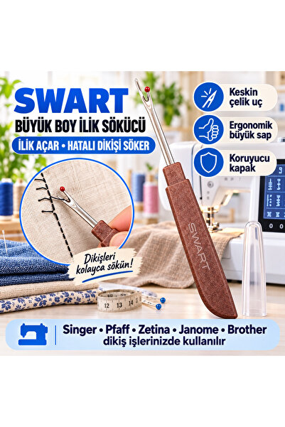Swart Singer Zetina Pfaff Brother Büyük boy ilik sökücü ağaç sap desenli Yüks...
