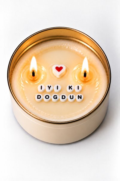 HAPPY NESSO "IYI KI DOGDUN" Yazılı Gizli Mesajlı Mum – Soya Balmumu, El Yapım...