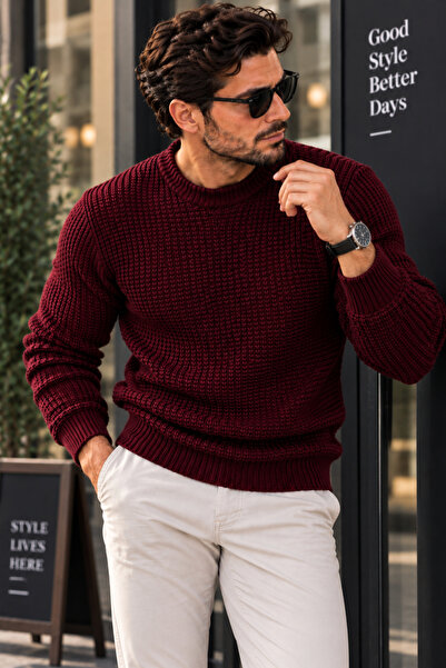 H&E LUXURY DESIGN Men's Sports Brass Knit Detailed Sweater