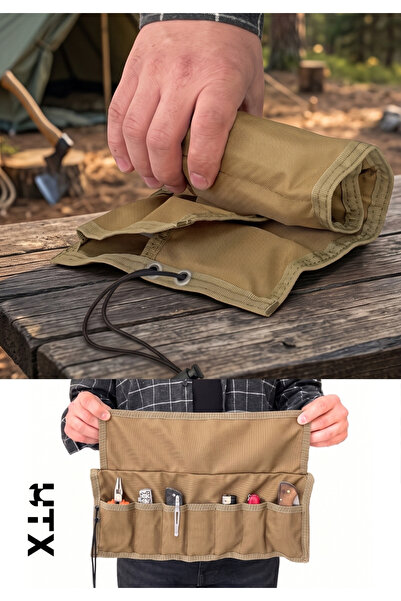 UTX Rollpack Çöl Rengi Organizer 7 Bölmeli Outdoor/makyaj/alet/bıçak Çantası