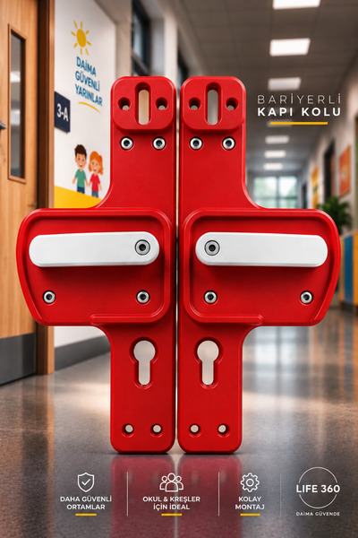 Life 360 Barrier Door Handle |   Red-White Color |   Child Safe |   Suitable ...
