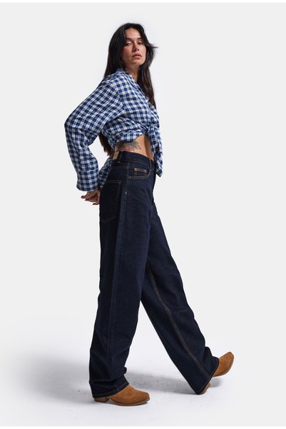 it's basic Women's Indigo Color Cindy 7w5-50 Skater Fit Loose Fit Inseam Height 80cm Denim Jean