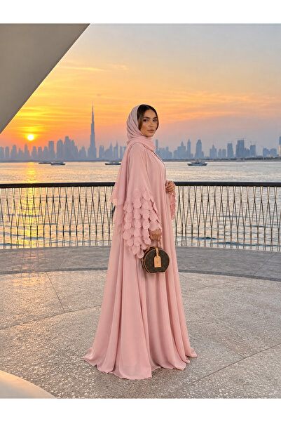 Ophelia Noir Petal Luxe Abaya with Inner & Matching Hijab | Get a FREE Myster...