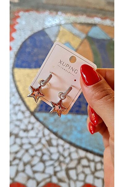 XUPING JEWELRY Gümüş Renk Yıldız Figürlü Sallantılı Küpe