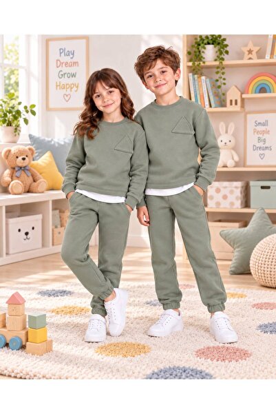 lorio kids Çocuk & Bebek Unisex Bisiklet Yaka Şardonlu Kışlık Sweatshırt Kreş...