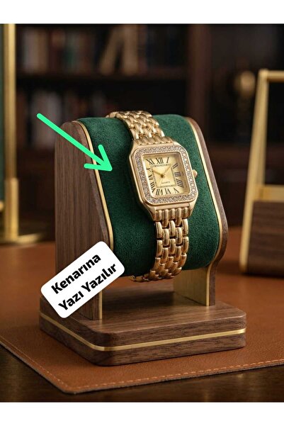 Brality (KİŞİYE ÖZEL YAZI YAZILIR) , Zirkon Taşlı Tasarım Gold Renk Romalı Ka...
