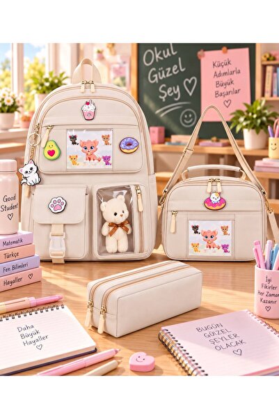 GreandBags KORE TARZI 2 ANA BÖLMELİ BESLENME VE KALEMLİK TAKIMLI OKUL ÇANTASI