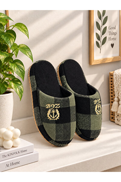 Moda Frato Prestij Embroidered Luxury Men's House Slippers Soundproof Wool In...