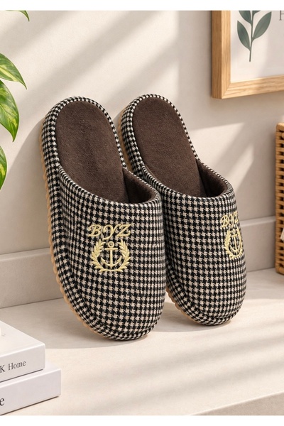 Moda Frato Prestij Embroidered Luxury Men's House Slippers Soundproof Wool In...