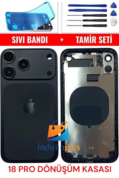 indirimplus iPhone 11 Kasa 18 Pro Max Görünümlü Kasa 18 Pro Dönüşüm Kasa Siya...