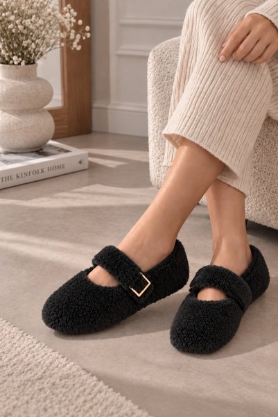 star shoes Yumuşak Peluş Kadın Ev Babeti Ses Yapmaz Hafif Taban Panduf