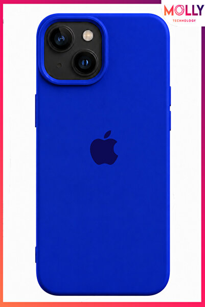 Molly iPhone 13/14 İçin Saks Mavisi Soft İçi Kadife Lansman Silikon Kılıf