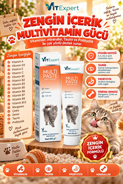 Vitexpert Multi Paste Kedi Multivitamin Malt Macunu Taurin Prebiyotik Çinko B...