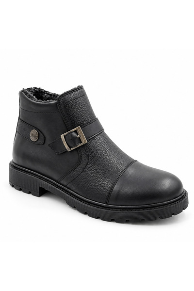 BESKAR Ba0586 Charcoal Men's Winter Boots - Full Black Sole and Upper, Warm F...