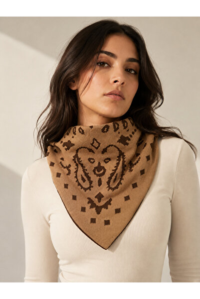 Sebir Moda Patterned Double-Sided Knitwear Triangle Scarf