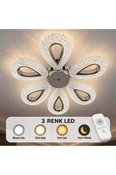tavion lighting badem 6'lı avize 3 renk led secenekli kumandalı salon oturma ...