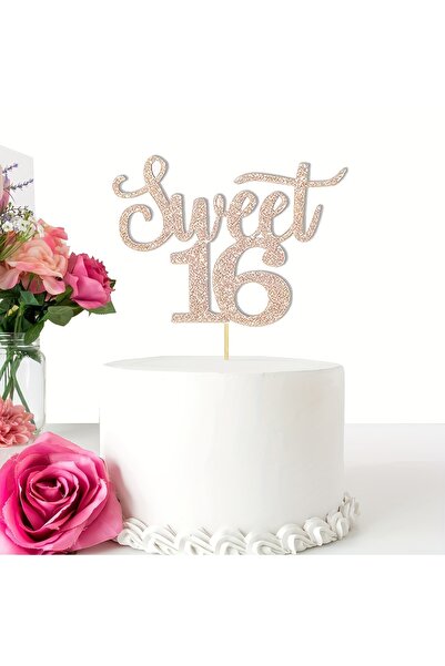 Choice rose golden 1pc, Rose Golden Paper Sweet 16 Cake Decoration Topper, Us...