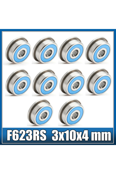 Choice F623RS Bearing 3*10*4 mm ABEC-7 10 Pcs, F623-2RS Flange Ball Bearings ...