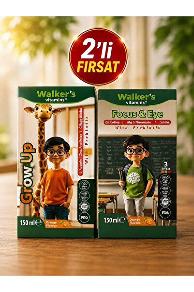 Walkers Focus Eye Kids Şurup ( Sitikolin, Lutein , Beta Glukan) - ( 2'li )