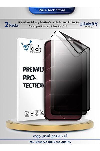 Wtech Apple iPhone 18 Pro 5G 2026 Premium Nano Ceramic Privacy Full Cover Mat...