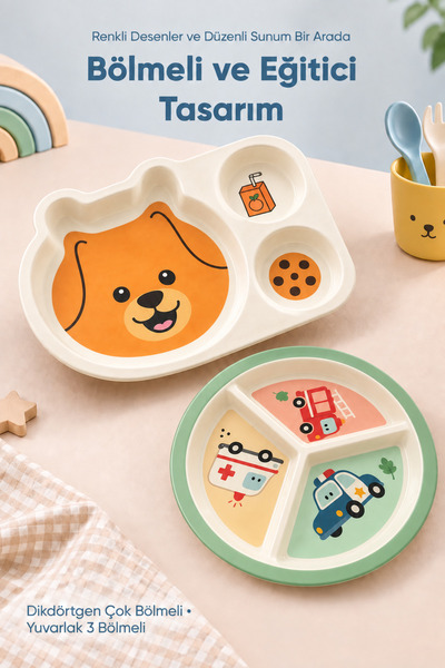Wumboo 2-Piece Melamine Children's Plate - Extra Durable Bpa Free Feeding Set - Unbreakable Children's Feeding Plate