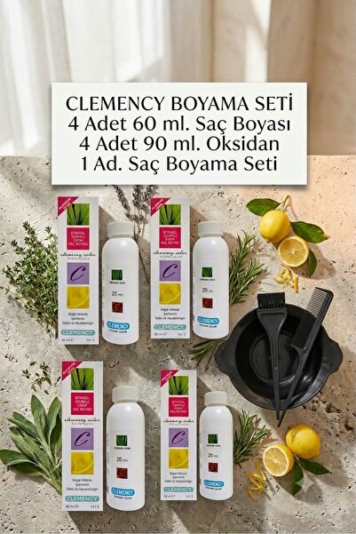 Clemency 8.0 Açık Kumral Bitkisel İçerikli Saç Boyası 60 ml + %9 30 Volume Ok...