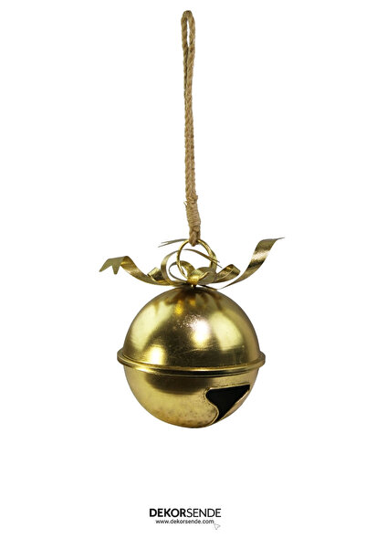 Dekorsende Christmas Shiny Gold Metal Rattle Ball Tree and Door Ornament 25 cm