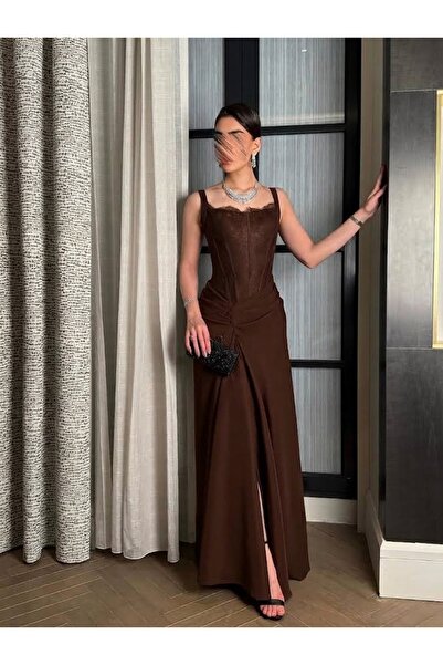 MNCENTER Brown Evening Dress Shalesha