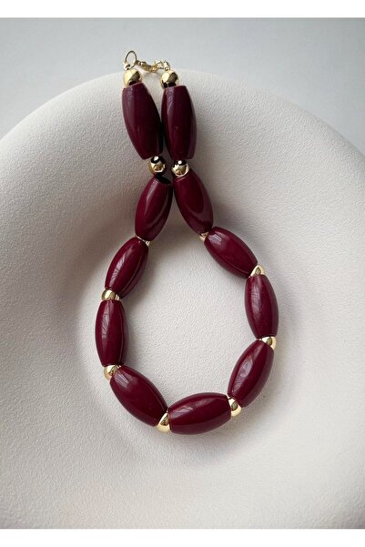 mos&more Bordo Boncuklu Elegant Kolye