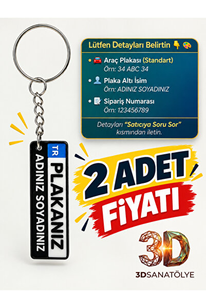 Genel Markalar 2li Kişiye özel plaka anahtarlık