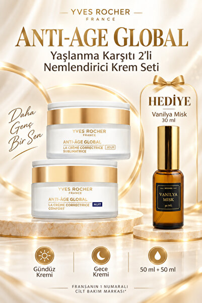 Yves Rocher Anti Age Gündüz & Gece Nemlendirici Set + Beyonds Vanilya Misk Pa...