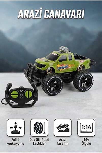 Tıfıl Toys Arazi Canavarı 1:14 Ölçülü 25.5 CM Uzaktan Kumandalı Full 4 Fonksi...