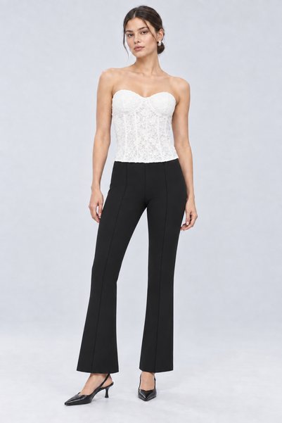 FAARKCOLLECTİON Premium Power Lycra Stretch High Waist Flare Cut Trousers