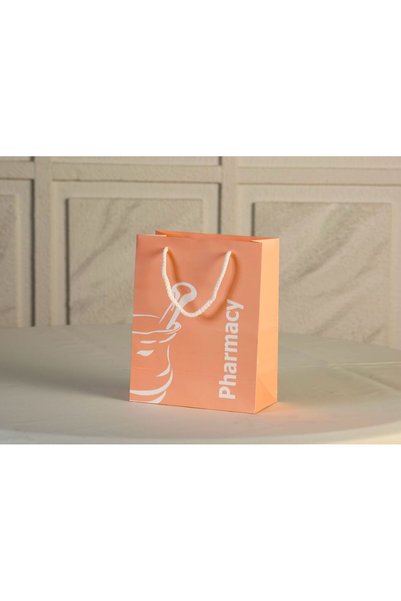 ÇABUKLAR Pharmacy Cardboard Bag Gusseted Salmon (20X10X23,50 cm) - 25 Units