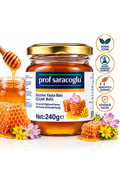 prof saracoğlu %100 Süzme Yayla Balı 240 G - Doğal Çiçek Balı