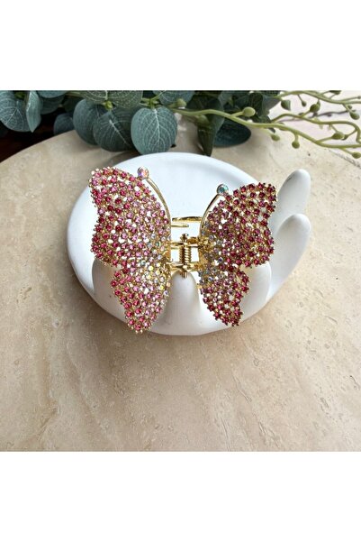 nesdesignn Stone Butterfly Metal Clasp Buckle - Pink